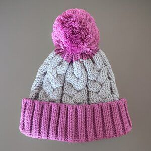Mud Pie Toddler Little Girl Beanie Winter Hat Pom Pom Chunky Knit ONE SIZE NWT